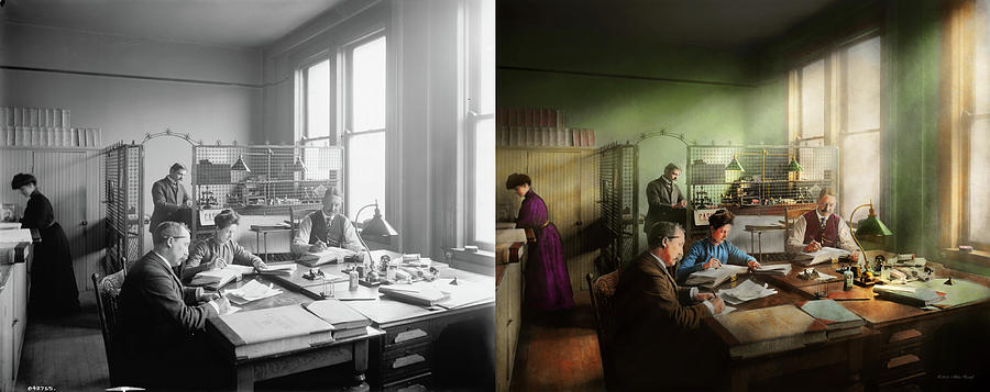 Accountant - The- Bookkeeping dept 1902 - Side by Side Photograph by Mike Savad