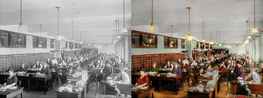 Accountant - Workaholic 1923 - Side by Side Photograph by Mike Savad