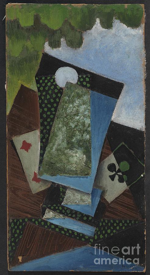 Ace Of Clubs And Four Of Diamonds Painting by Juan Gris