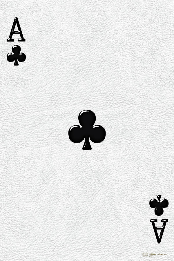 Ace of Clubs over White Leather   Digital Art by Serge Averbukh