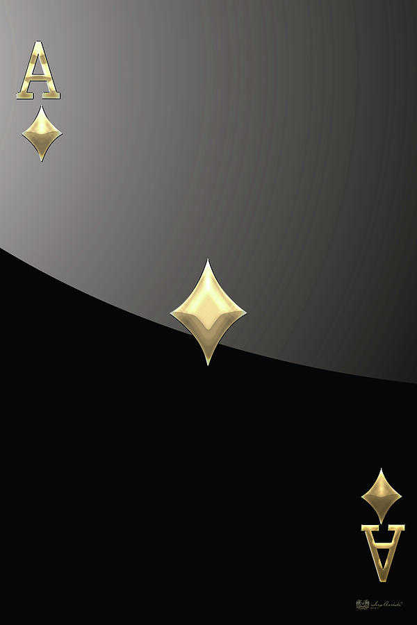 Ace Of Diamonds In Gold On Black Digital Art by Serge Averbukh