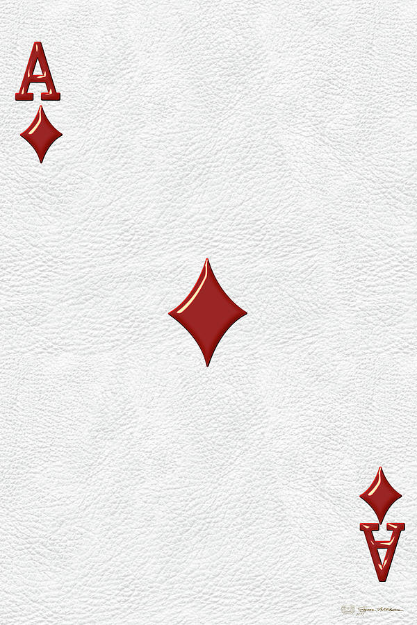 Ace of Diamonds over White Leather  Digital Art by Serge Averbukh