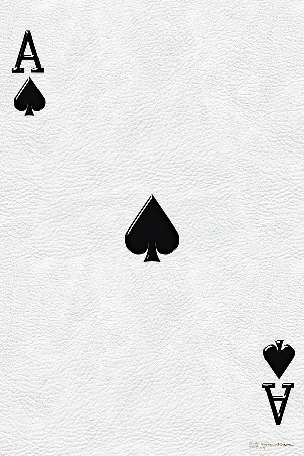 Ace of Spades over White Leather  Digital Art by Serge Averbukh