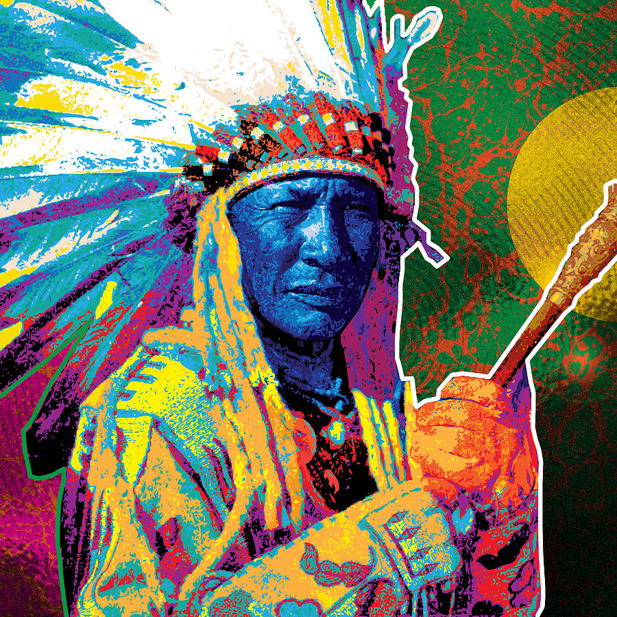 Abstract Painting - Aceca Indian Chief by Gary Grayson