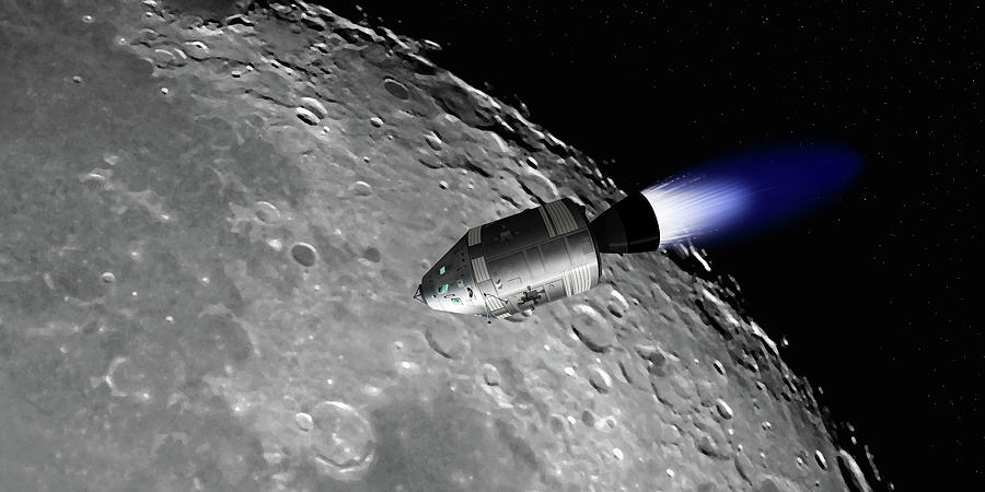 Interstellar Digital Art - Achieving Lunar Orbit by Philip Cruden