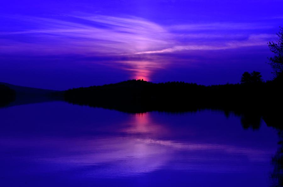 Achray Sunset in Blue, Grand Lake, Algonquin Park Photograph by David Porteus