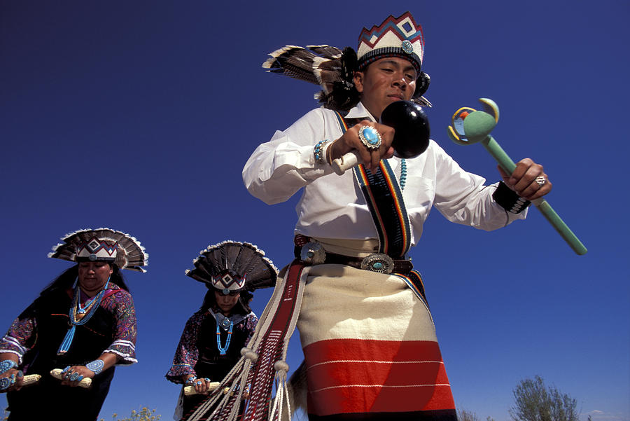 Feather Photograph - Acoma Dancers by Christian Heeb