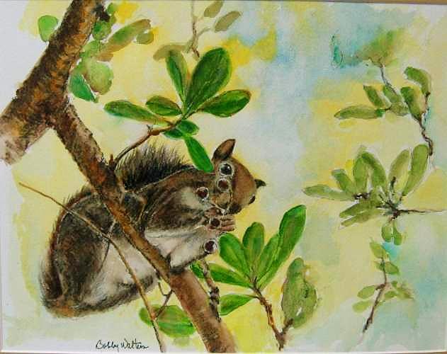 Acorn Lunch Painting by Bobby Walters