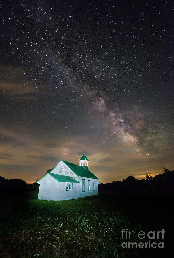Acorn Schoolhouse Milky Way Photograph by Jean Hutchison