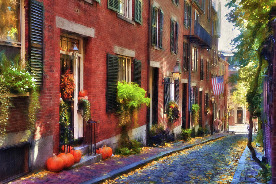Boston Photograph - Acorn Street in Autumn by Joann Vitali