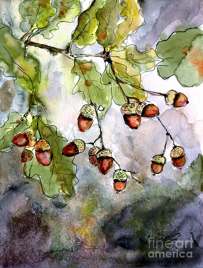 Acorns  Painting by Ginette Callaway