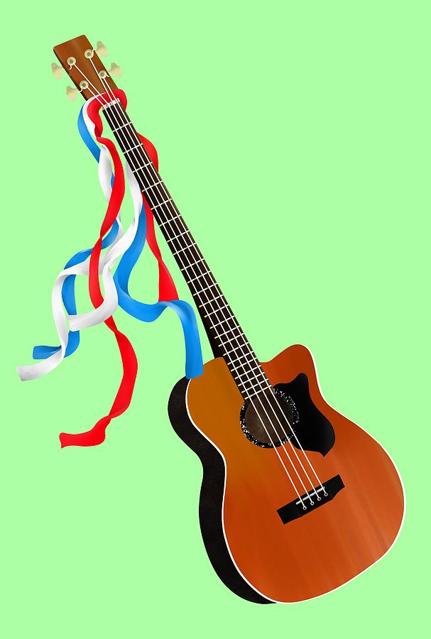 Bass Painting - Acoustic Bass Guitar by Early Kirky