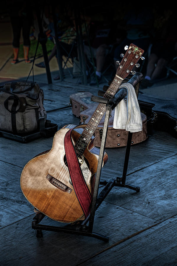 Acoustic Guitar on Stage Photograph by Randall Nyhof