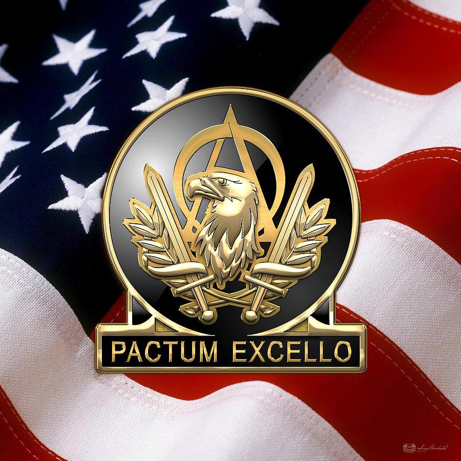 Acquisition Corps - A A C Regimental Insignia U. S. Flag  Digital Art by Serge Averbukh