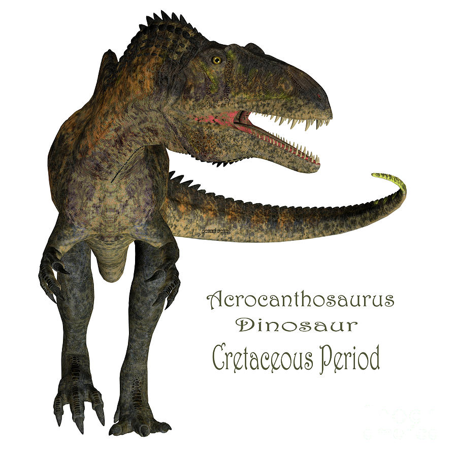 Acrocanthosaurus Dinosaur with Font Painting by Corey Ford