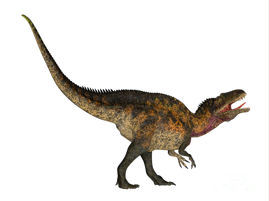 Acrocanthosaurus Side Profile Painting by Corey Ford