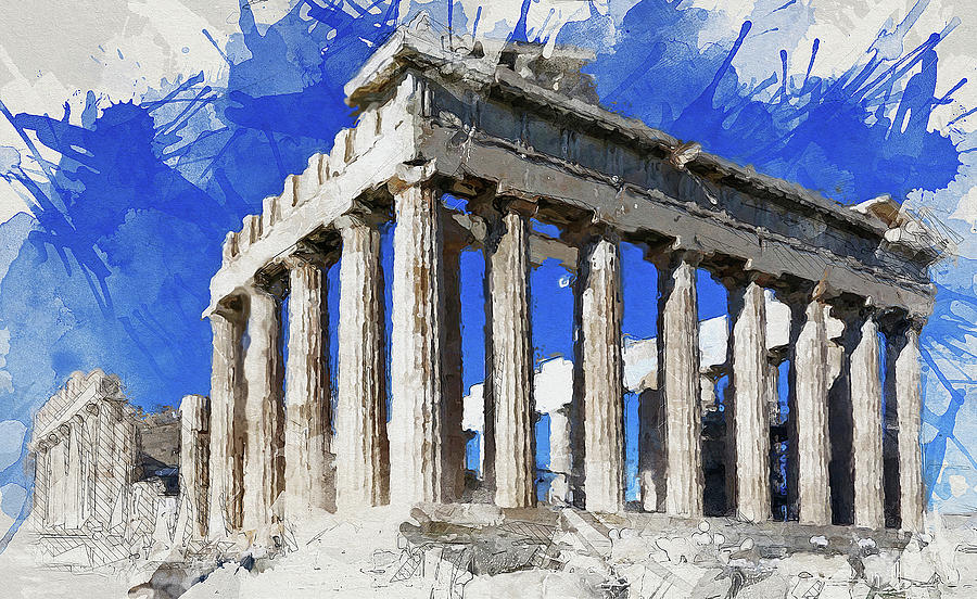 Acropolis of Athens - 01 Painting by AM FineArtPrints