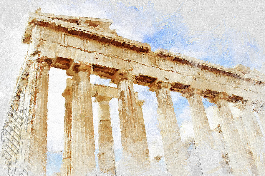 Acropolis of Athens - 02 Painting by AM FineArtPrints