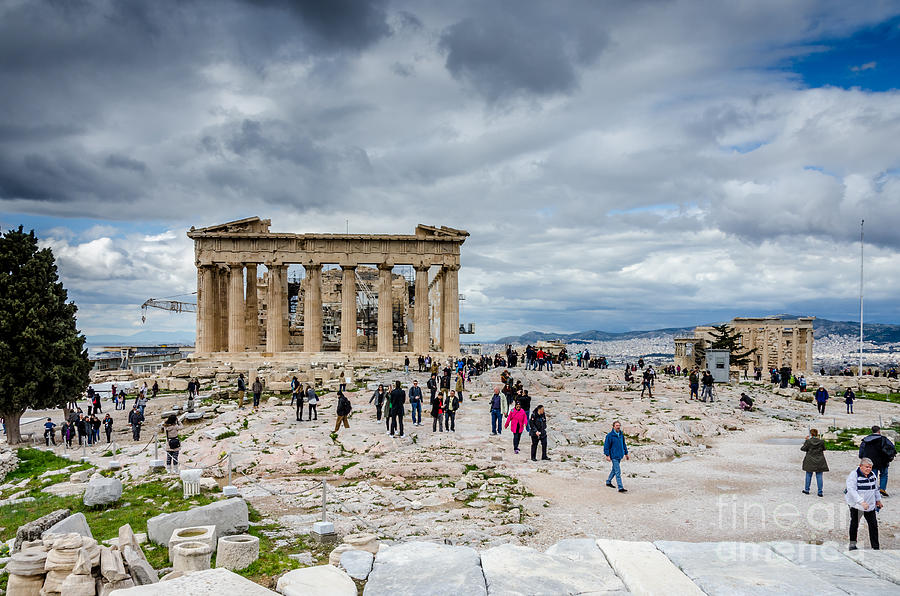 Greek Photograph - Acropolis - Tourist Attraction by Debra Martz