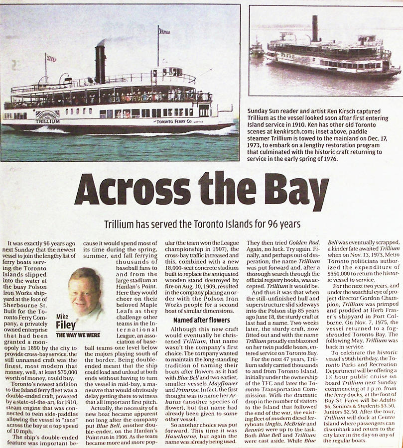 Toronto Sun Article Across the Bay Painting by Kenneth M Kirsch