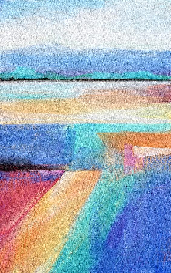 Abstract Landscape Painting - Across the Field by Karen Hale