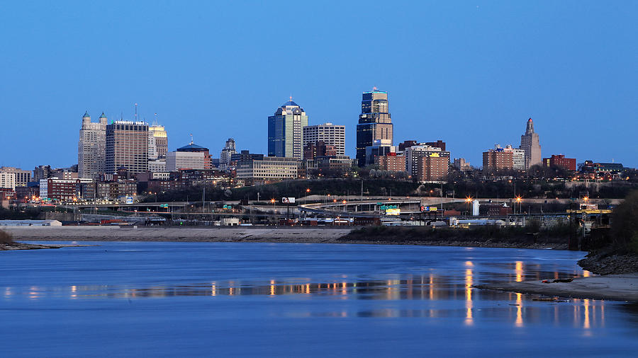Across The Missouri KCMO Blue Hour Photograph by Kevin Anderson