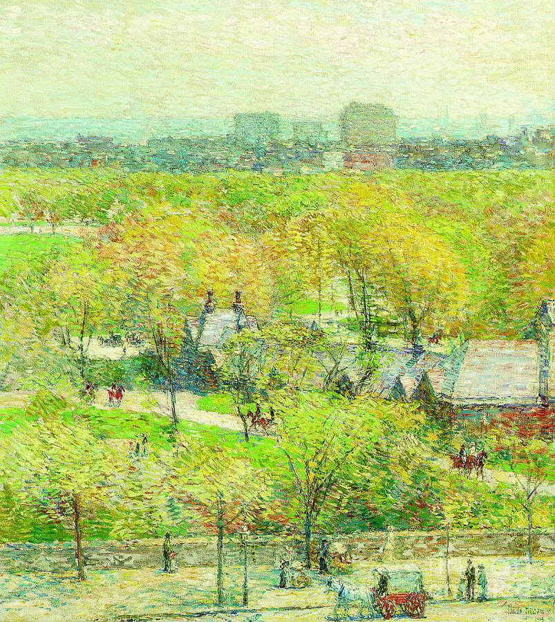 Across the Park Painting by Childe Hassam
