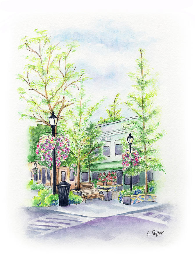 Across the Plaza Painting by Lori Taylor
