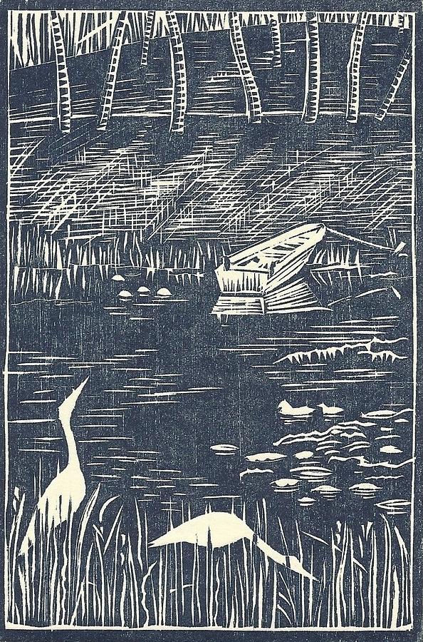 Lake Scene Drawing - Across the Pond by Jennifer Harper