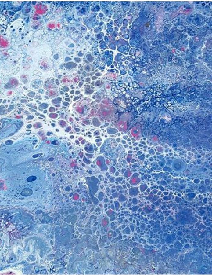 Acrylic Dirty Pour #21 using blue pink and white Painting by Cynthia Silverman