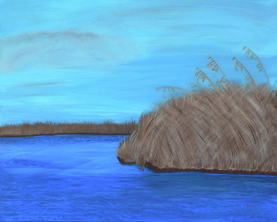 Acrylic Mississippi Marsh Painting by Kathy K McClellan