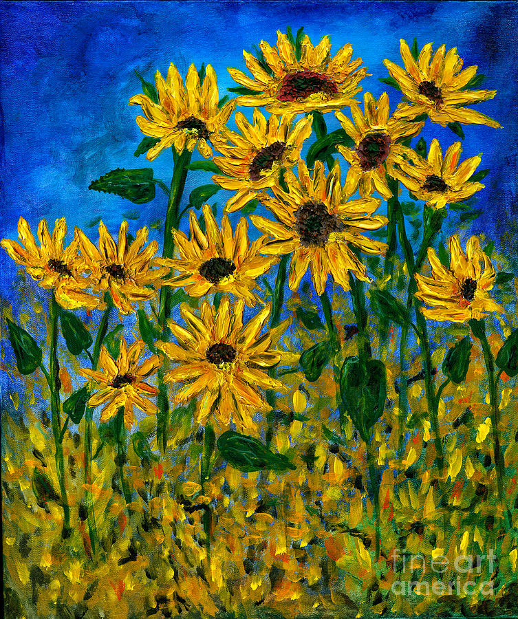 Acrylic Sunflowers Painting By Timothy Hacker