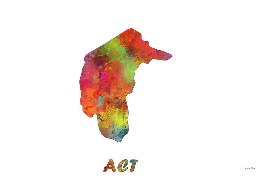 ACT Australia State Map Digital Art by Marlene Watson - Pixels