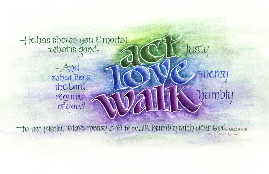 Act Love Walk Painting by Judy Dodds