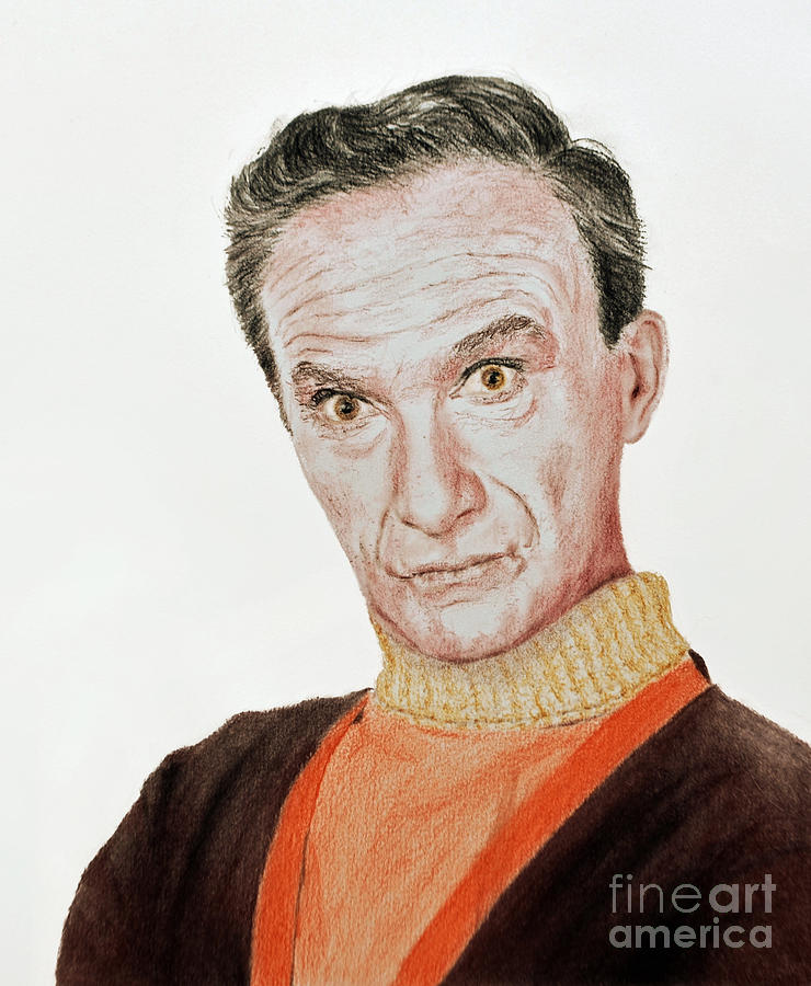 Movie Drawing - Actor Jonathan Harris As Dr Smith  by Jim Fitzpatrick