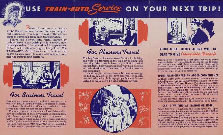 Ad From Brochure for Train - Auto Service Photograph by Chicago and North Western Historical Society