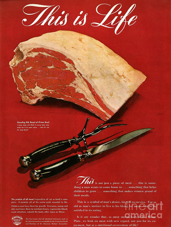 Ad: Meat, 1945 Photograph by Granger