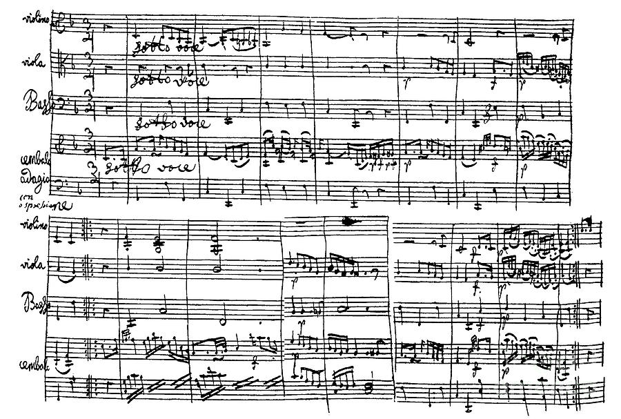 Adagio aus dem Bonner Klavierquartett in C Drawing by Ludwig van Beethoven