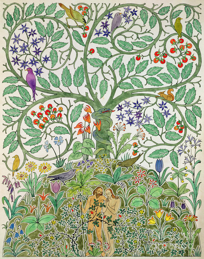 Paradise Painting - Adam and Eve design  by Charles Francis Annesley Voysey
