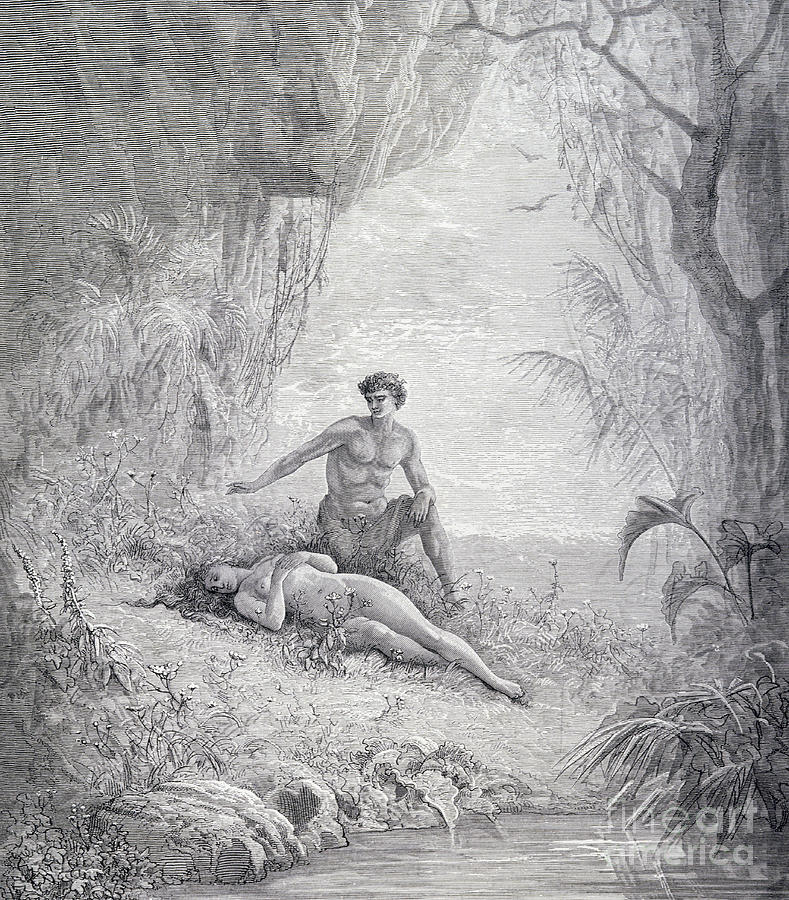 Gustave Dore Drawing - Adam and Eve by Gustave Dore
