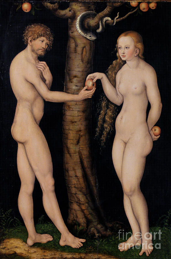 Adam and Eve in the Garden of Eden by The Elder Lucas Cranach Painting by The Elder Lucas Cranach