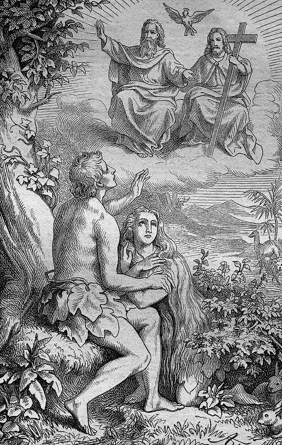 Adam and Eve in the paradise Drawing by Heinz Tschanz-Hofmann - Pixels