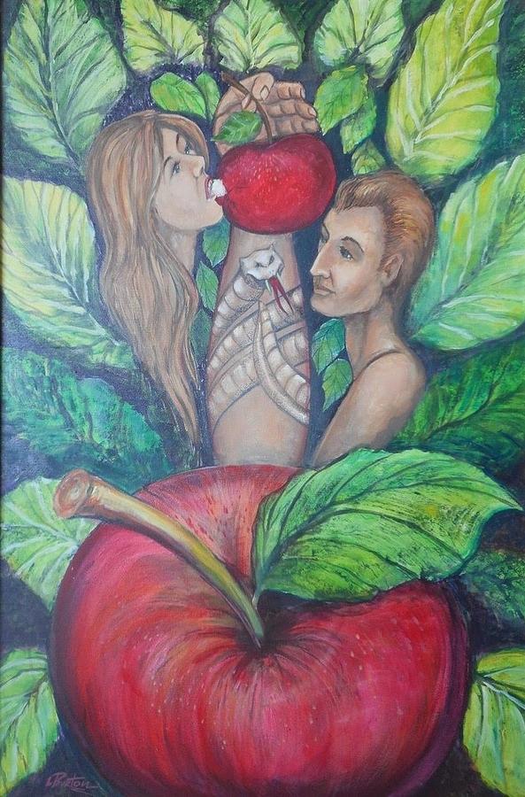 Abstract Painting - Adam and Eve by Lynn Burton