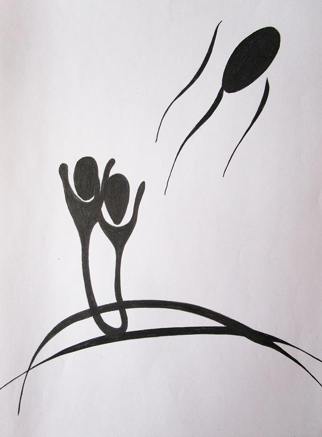 Adam and Eve Drawing by Rosita Larsson