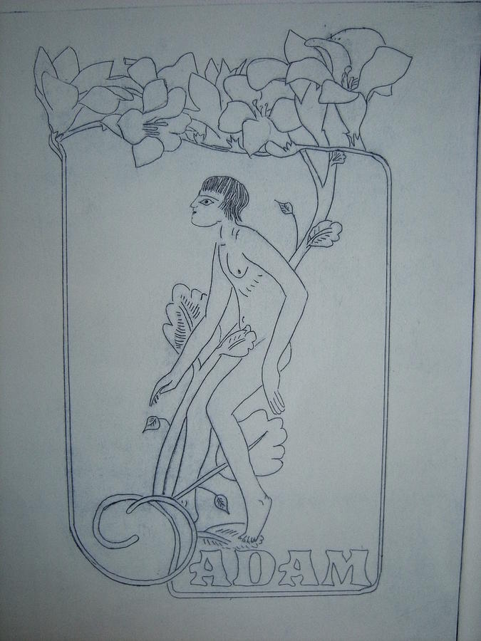 Adam & Eve Drawing - Adam by Joseph Kozenczak
