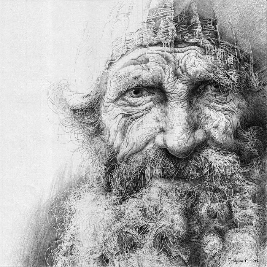 Adam. Series Forefathers Drawing by Sergey Gusarin