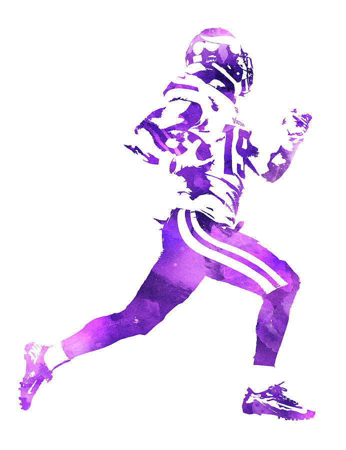 Adam Thielen MINNESOTA VIKINGS WATER COLOR PIXEL ART 4 Mixed Media by Joe  Hamilton - Pixels