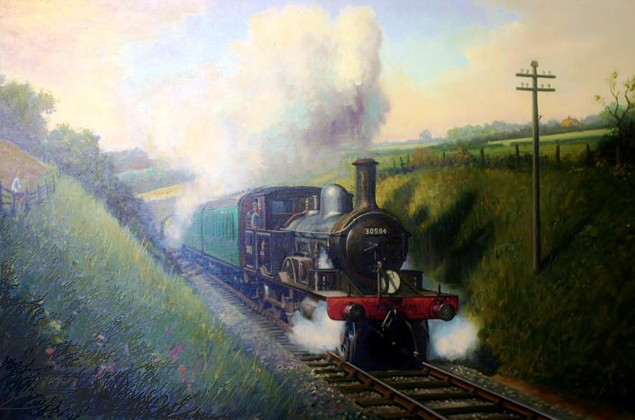 Adams 4-4-2 T loco. Painting by Mike Jeffries