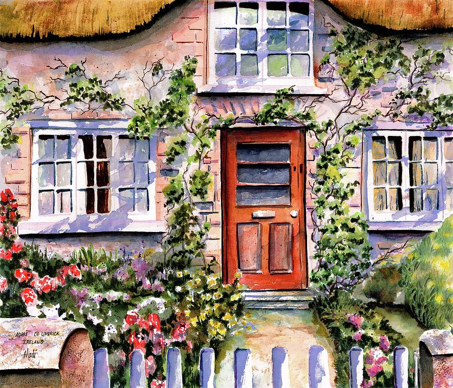 Adare Ireland Cottage Painting by Marti Green