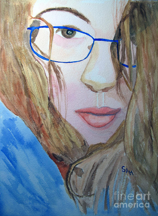 Portrait Painting - Addie in Blue by Sandy McIntire